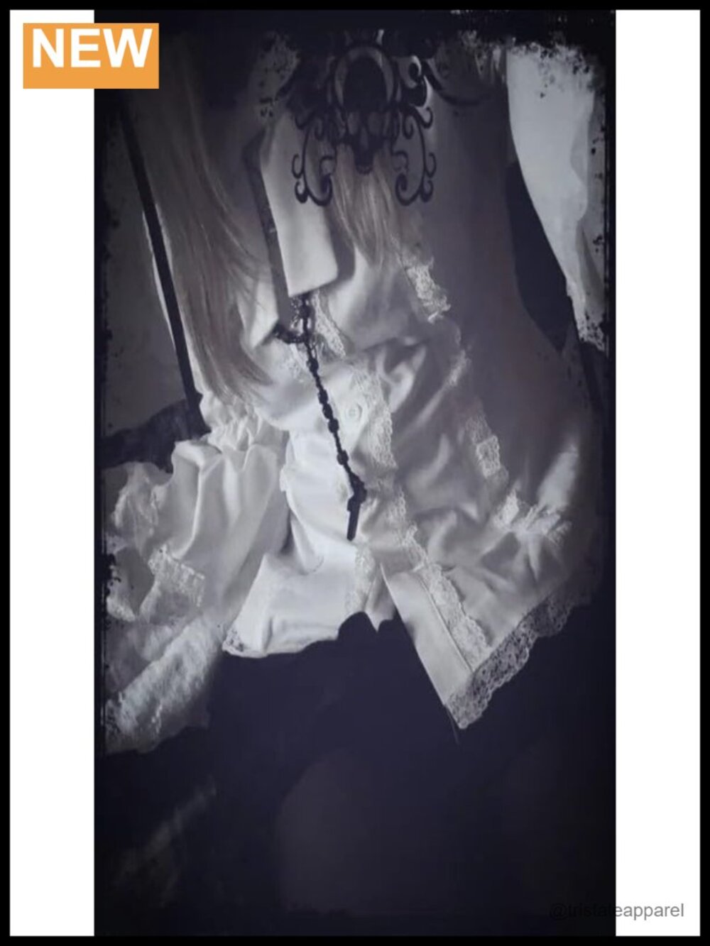 Lolita Flare Sleeve Lace Blouse Victorian Vintage Y2K Top - Picture 5 of 6